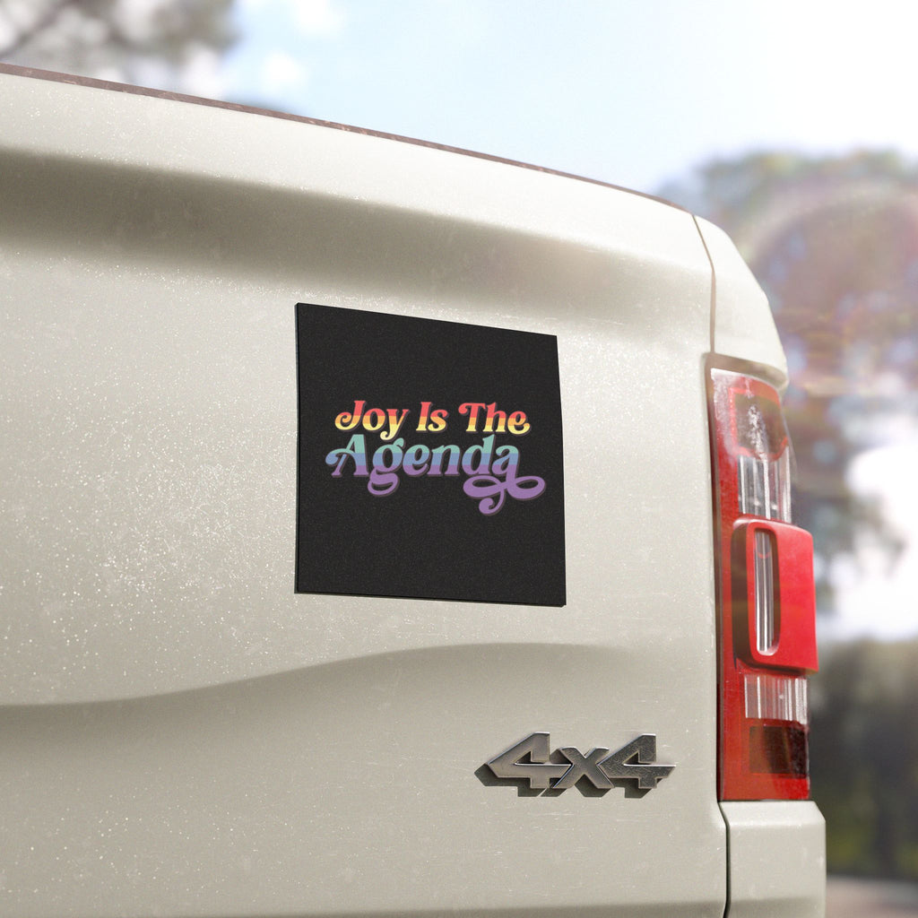 Car Magnet — "Joy Is The Agenda" Rainbow Retro Script